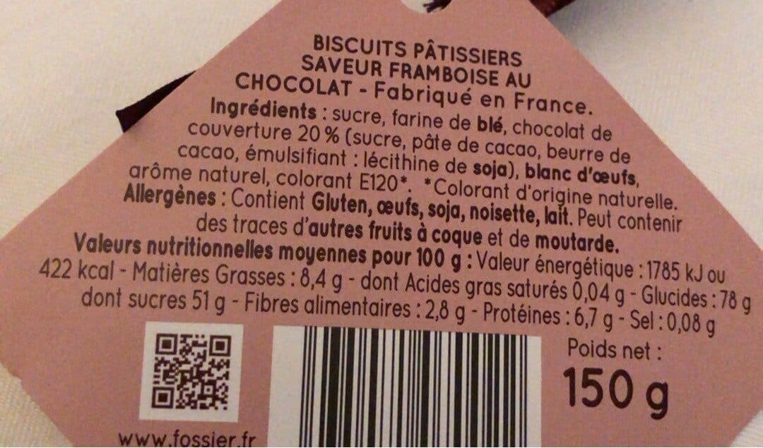 Fossier Croquignoles saveur framboise au chocolat packshot