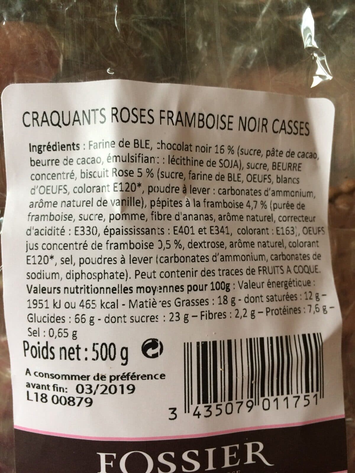 Fossier Craquants roses framboise noir packshot