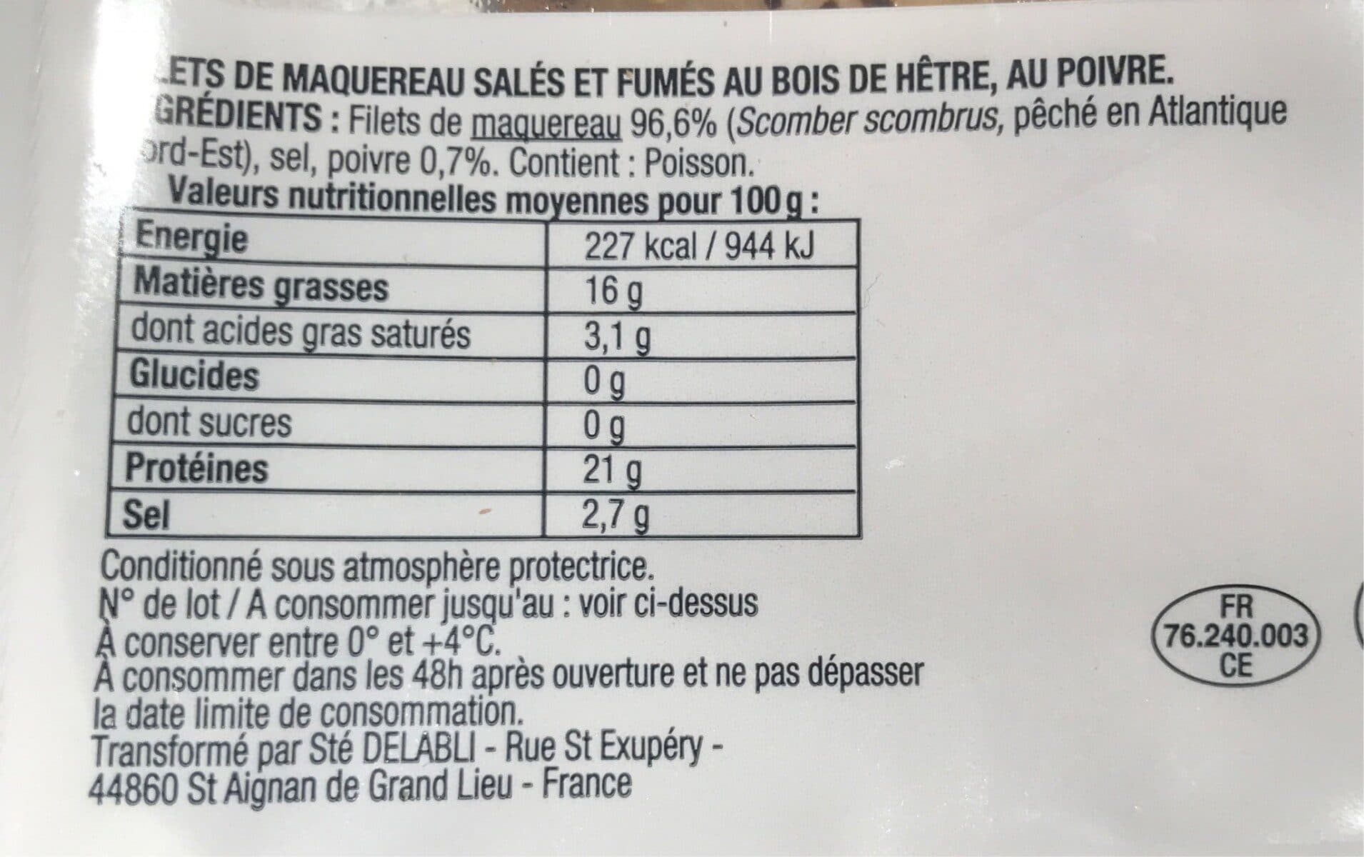 Pêcheurs d'Islande Maquereau Fumé au Bois de Hêtre - Poivre packshot