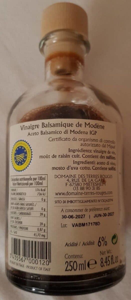 Domaine des terres rouges Vinaigre balsamique de modène packshot