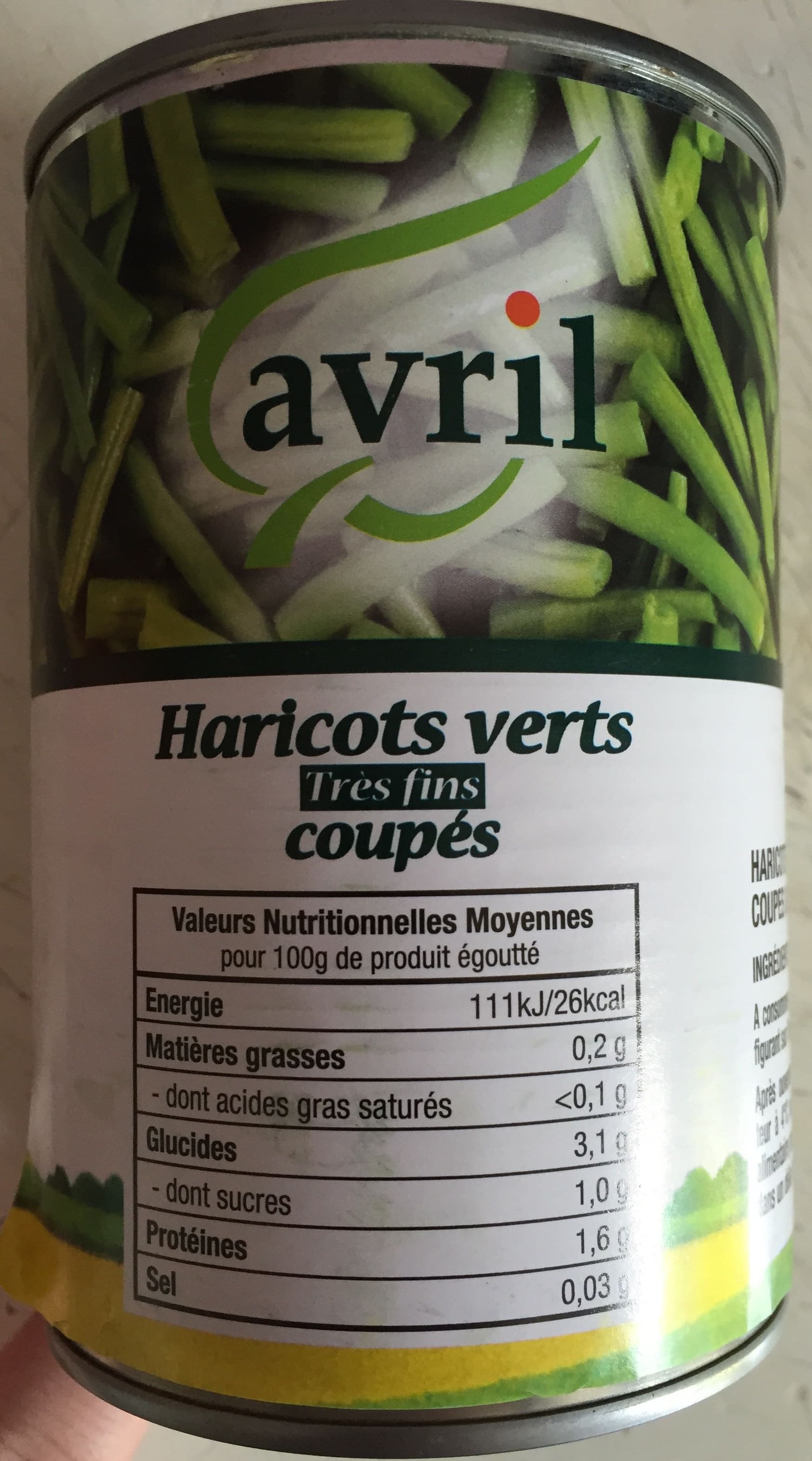 Avril Haricots verts très fins coupés packshot