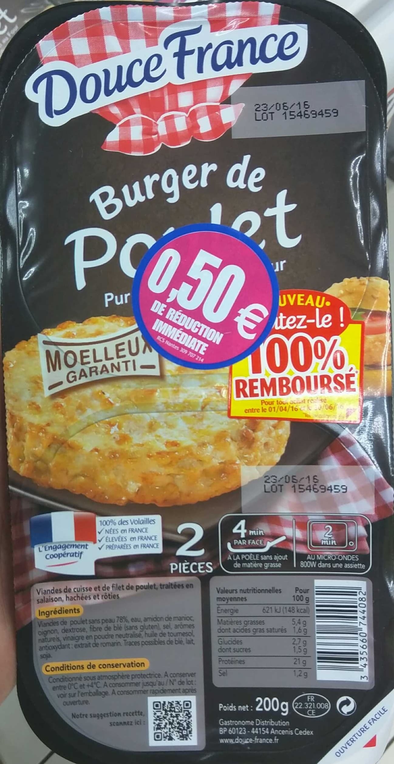 Douce France Burger de Poulet packshot