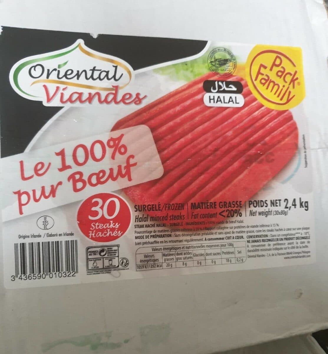 Oriental Viandes Steak Haché Halal x30 -2, 4kg packshot