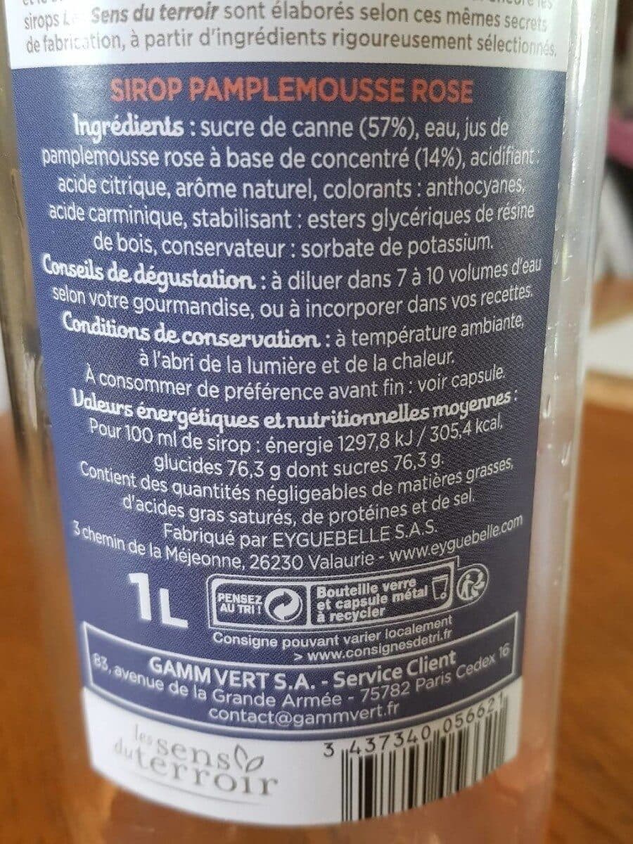 Les Sens Du Terroir sirop pamplemousse rose packshot
