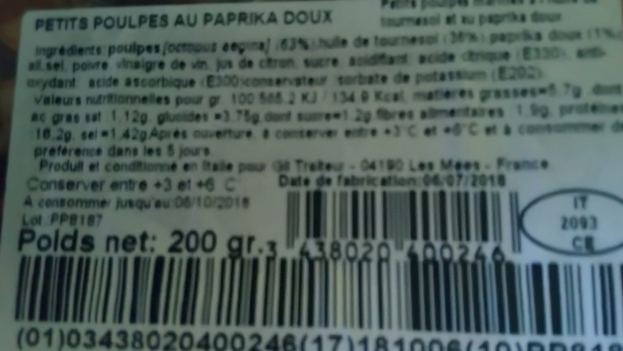 Open Food Facts Petits poulpes au paprika doux packshot
