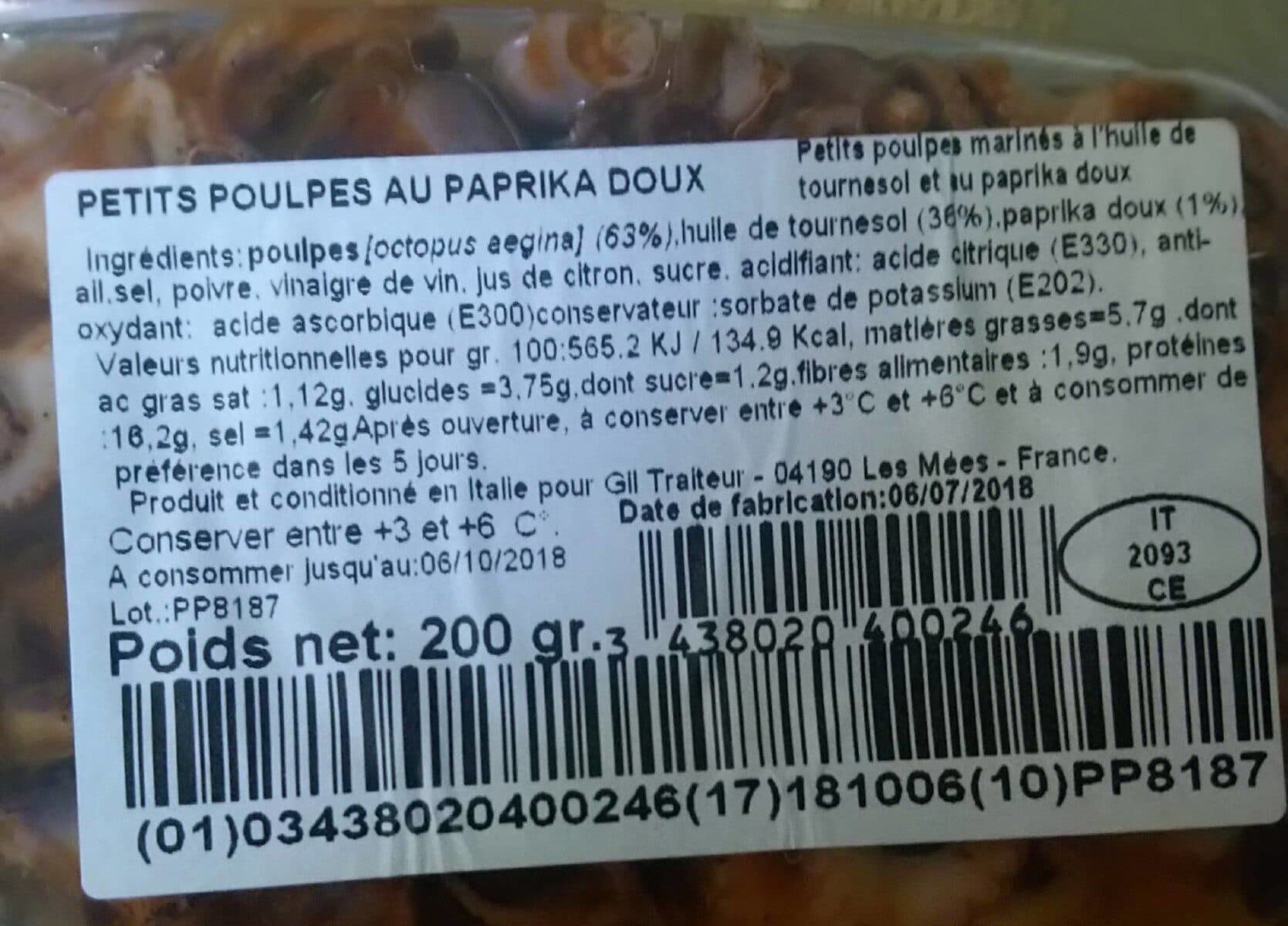 Open Food Facts Petits poulpes au paprika doux packshot