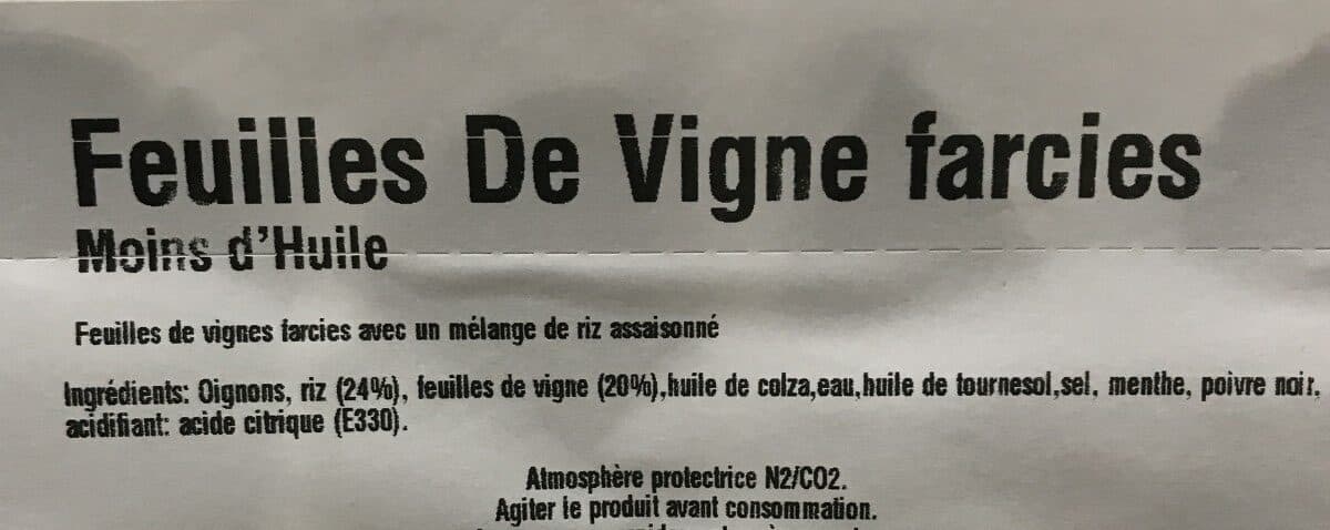 Open Food Facts Feuilles de vignes packshot