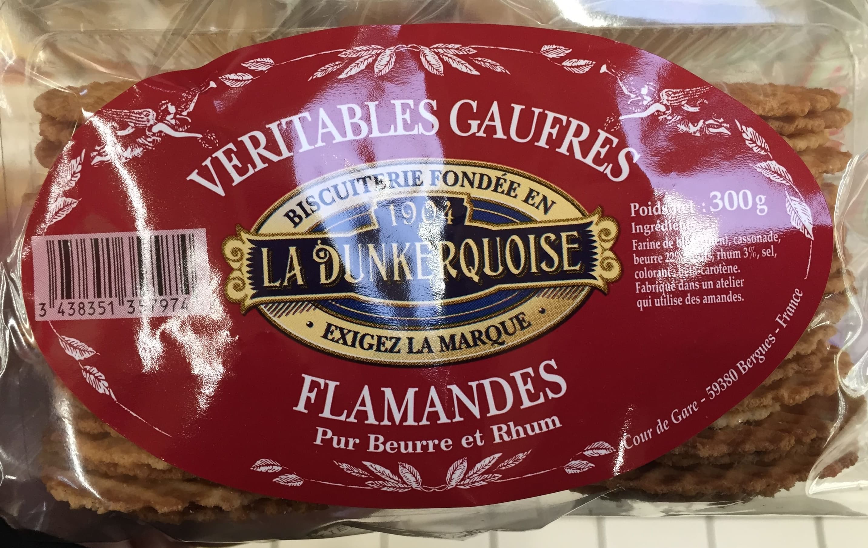 La Dunkerquoise Véritables gaufres Flamandes Pur Beurre et Rhum packshot