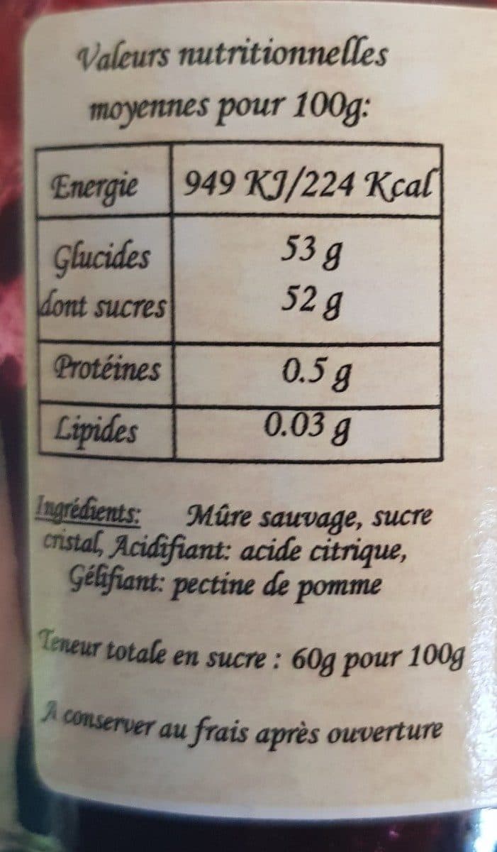 Open Food Facts Confiture de mûre sauvage packshot