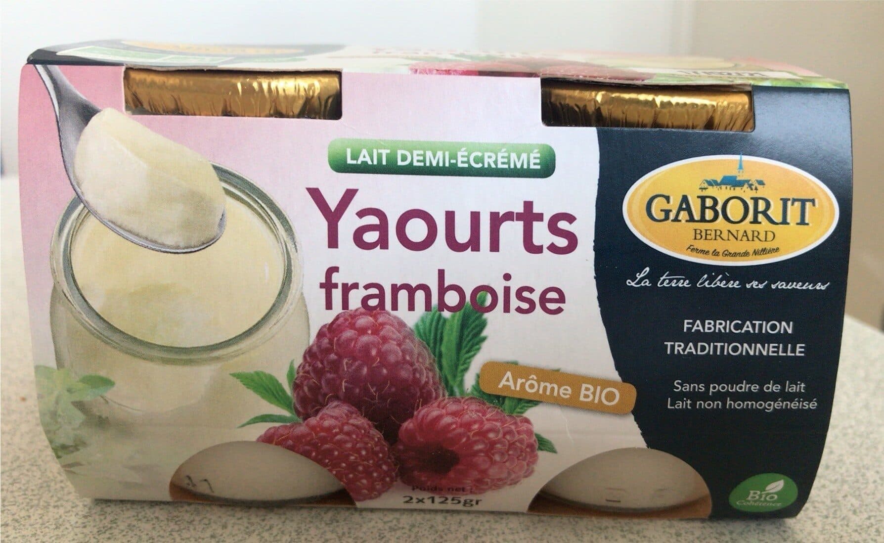 Gaborit 2 X 125G Yaourt Aromatise Framboise Sucre packshot