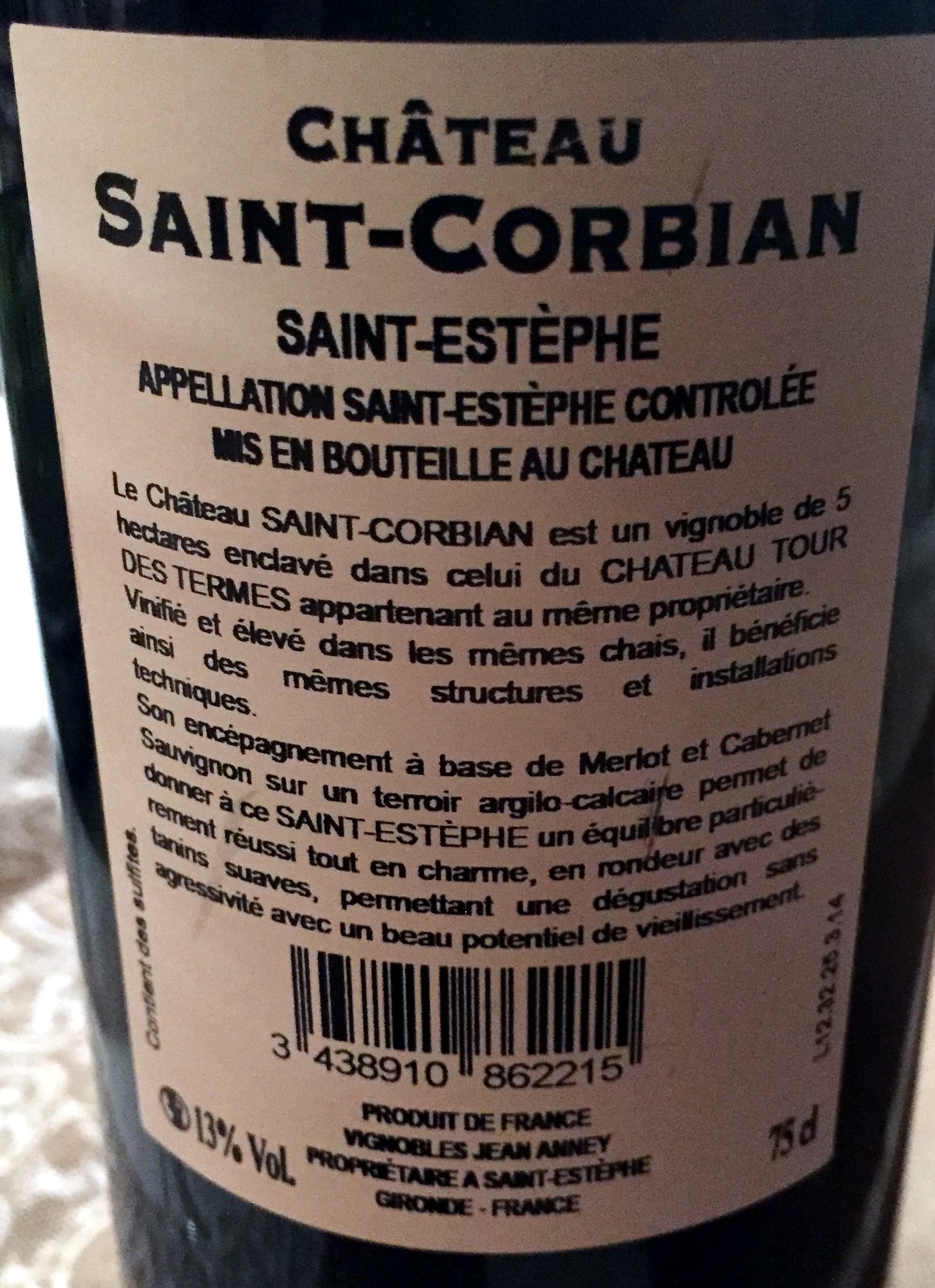 Château Saint-Corbian Château Saint-Corbian - Saint-Estèphe 2012 packshot
