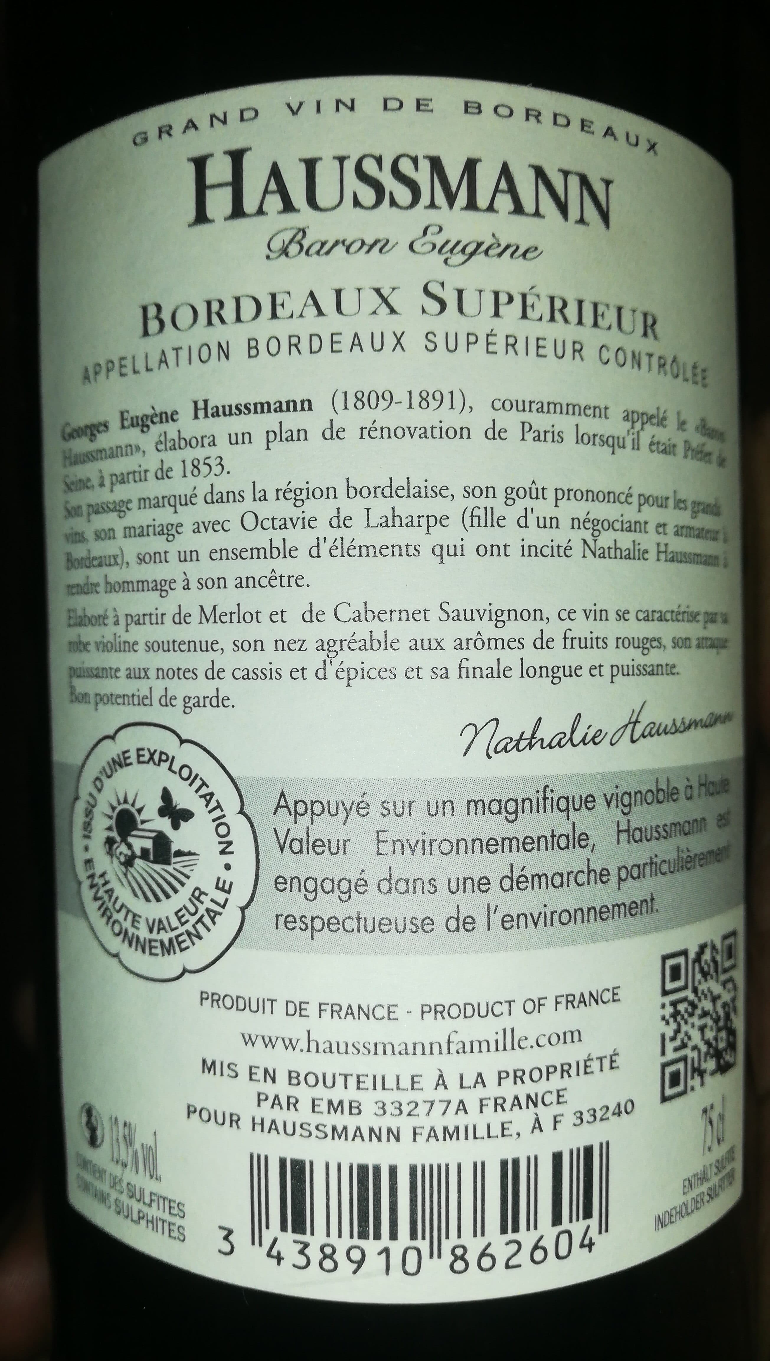 Open Food Facts Vin bordeau hausseman 2014 packshot
