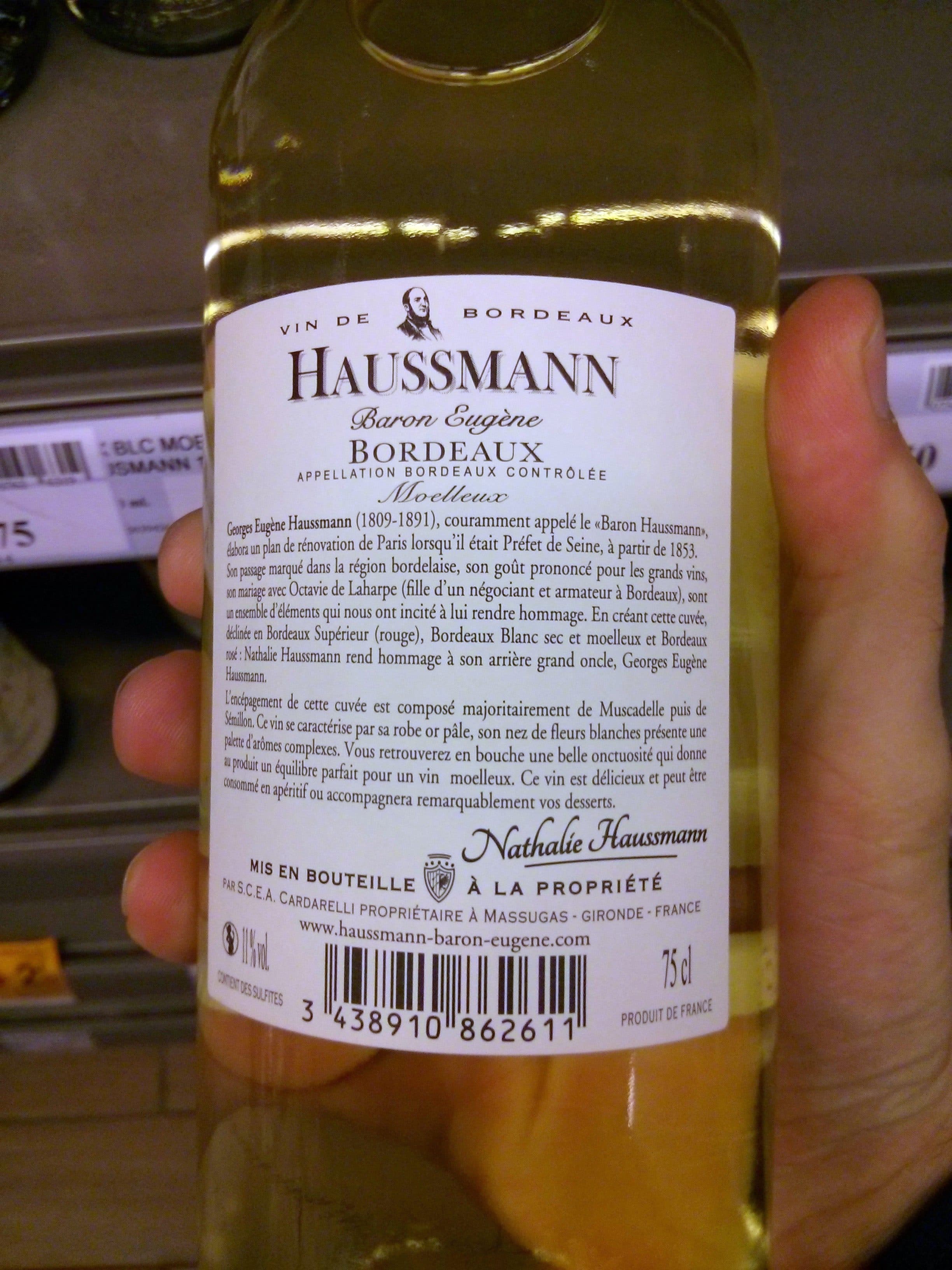 Baron Eugène Haussmann Moelleux packshot