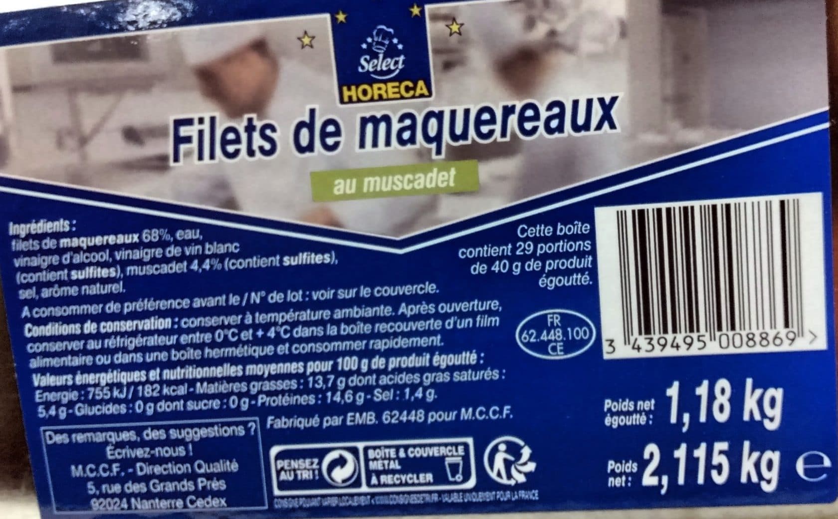 Horeca Select Filets de maquereaux au muscadet packshot
