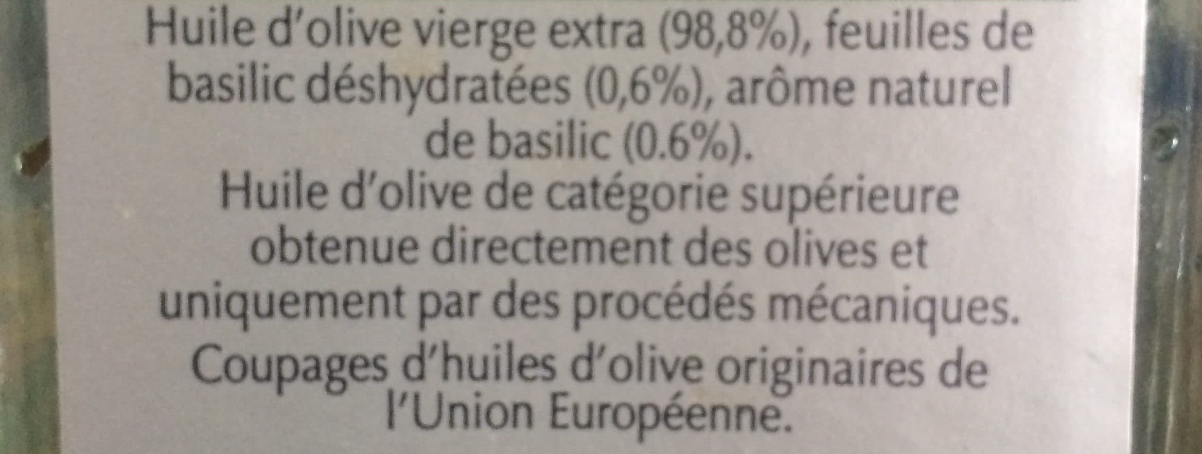 Horeca Huile d'olive vierge extra et de basilic packshot