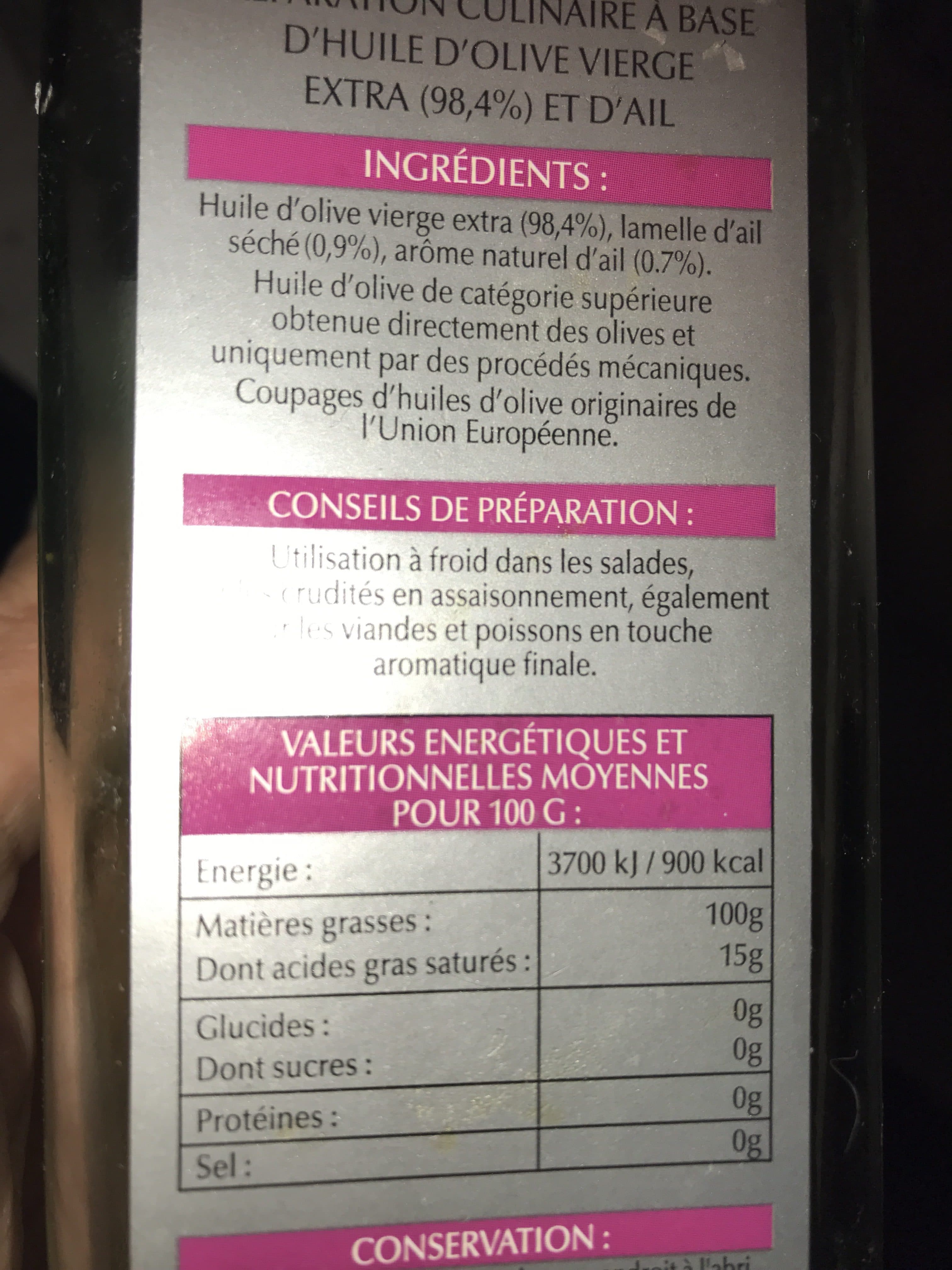 Horeca Huile d’olive vierge extre et d’ail packshot