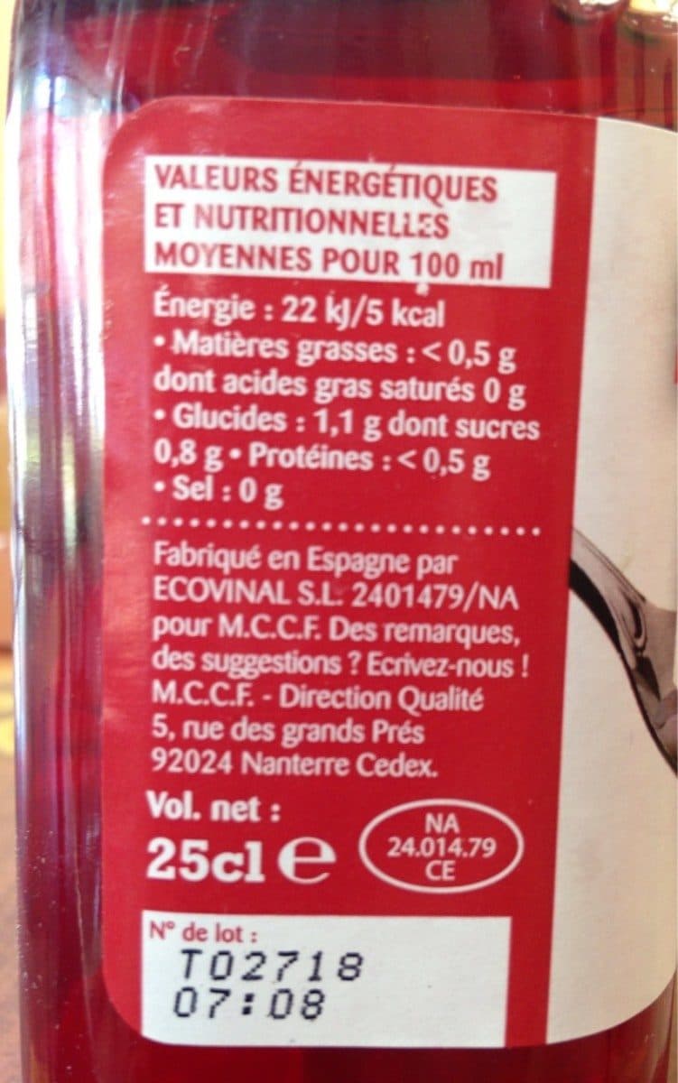 Rochambeau Vinaigre de vin rouge packshot