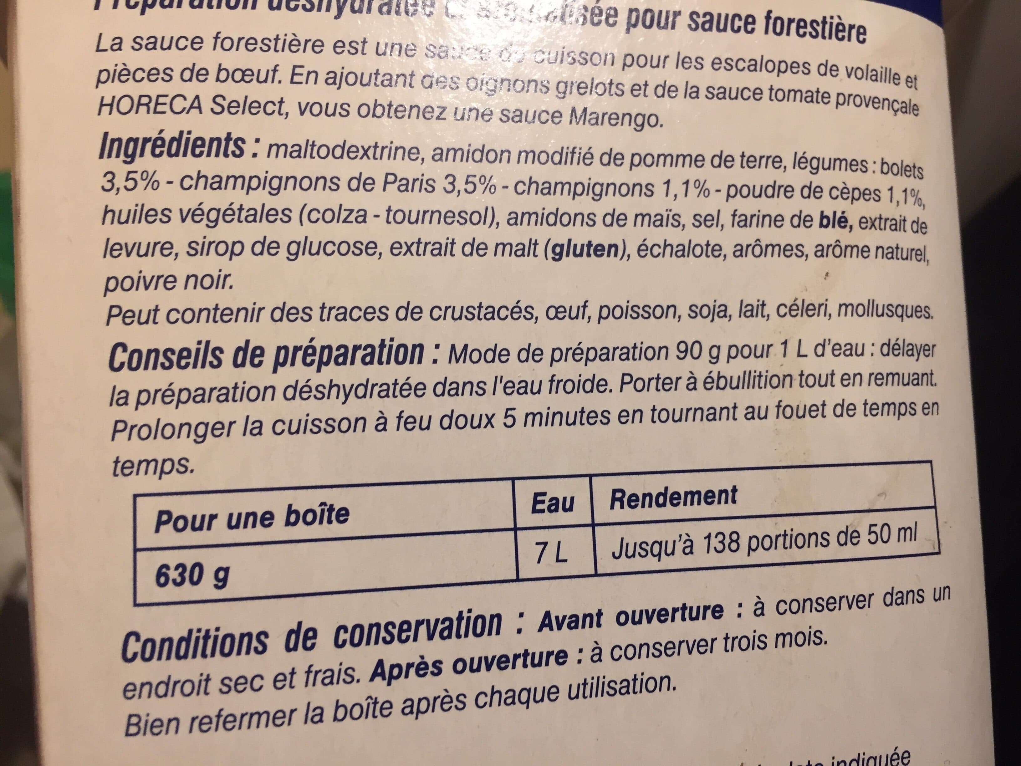 Horeca Sauce forestiere packshot