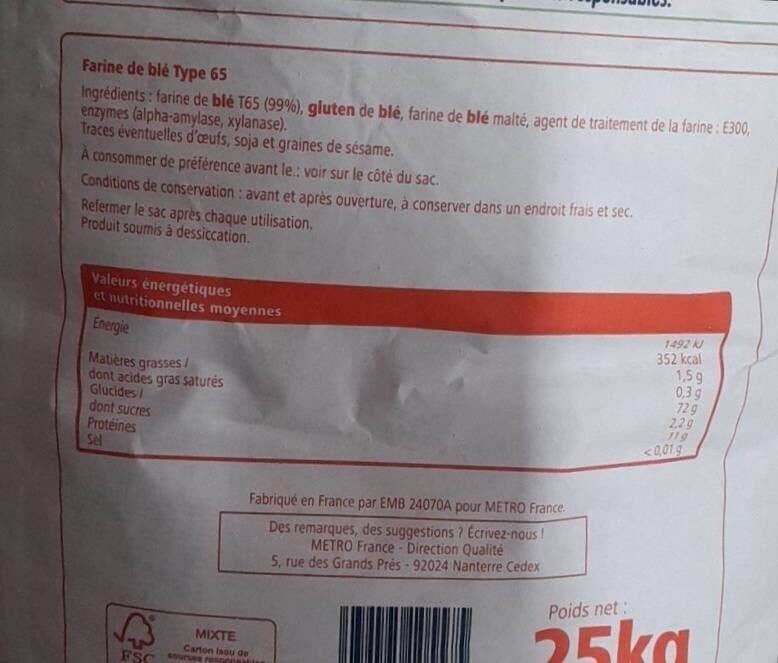 Artisans et Talents Farine de blé T65 panifiable packshot
