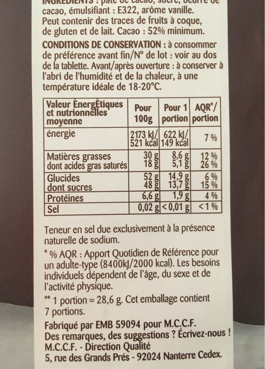 Rochambeau Chocolat noir patissier packshot