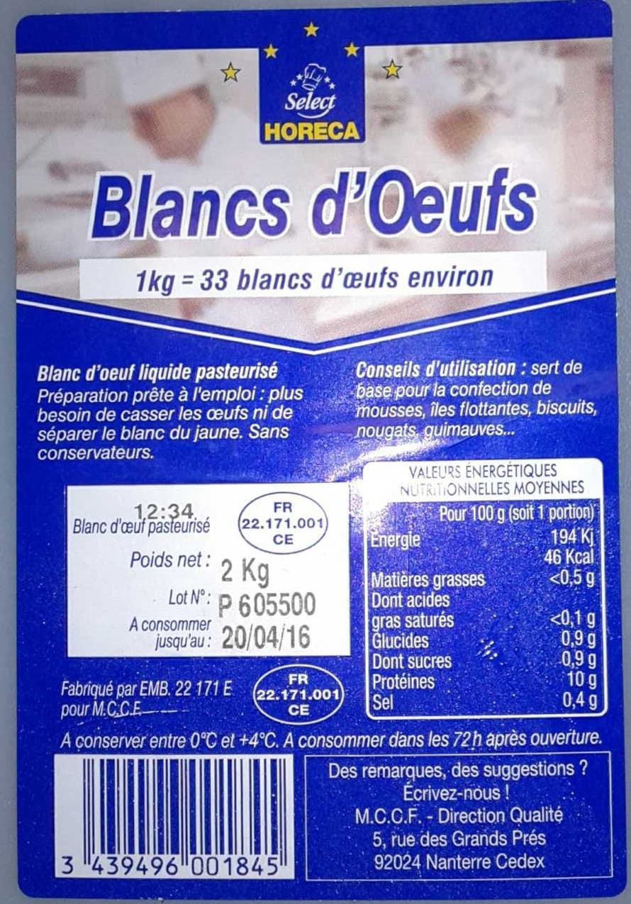 Horeca Blancs d'Oeufs packshot