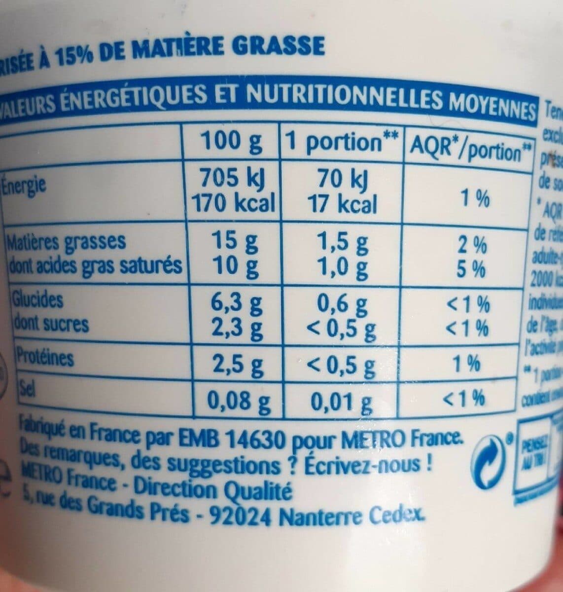 Rochambeau Crème Fraîche Épaisse Légère 15% packshot