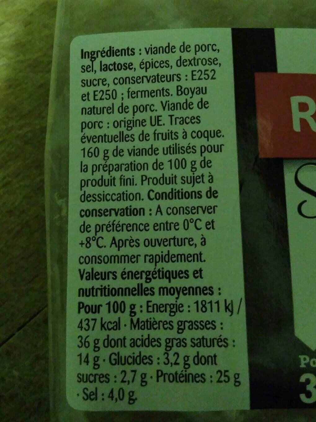 Rochambeau Saucisse sèche pur porc supérieure packshot