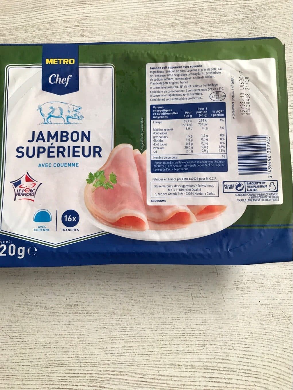 Metro Jambon superieur packshot