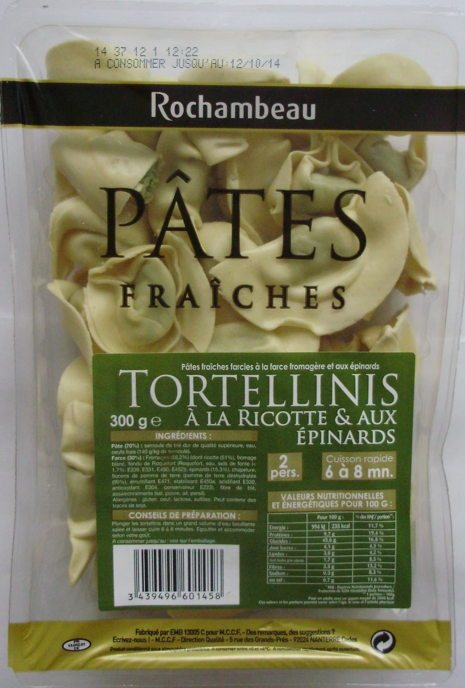 MCCF (Métro Cash & Carry France) Tortellinis à la ricotte & aux épinards packshot