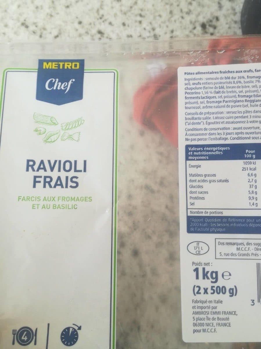 Metro Chef Raviolis frais packshot