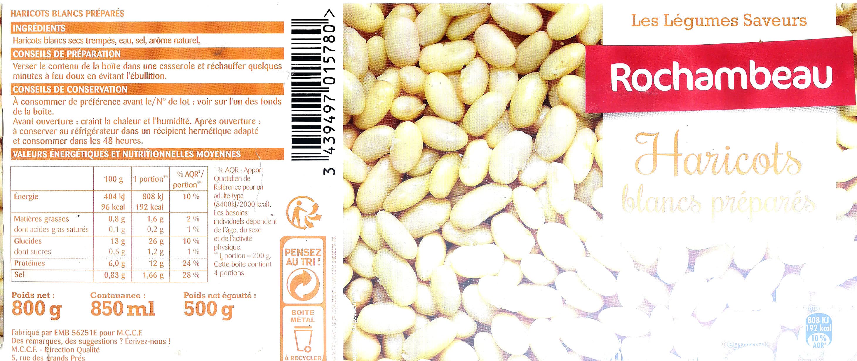 Rochambeau Rochambeau Haricots blancs préparés packshot