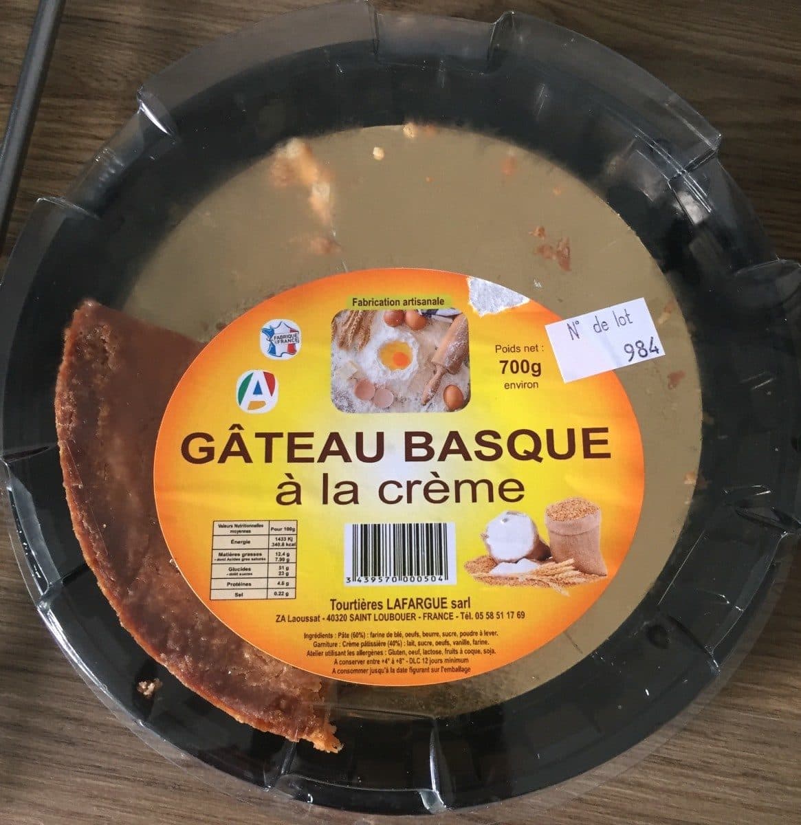 Open Food Facts Gateau basque à la crème packshot