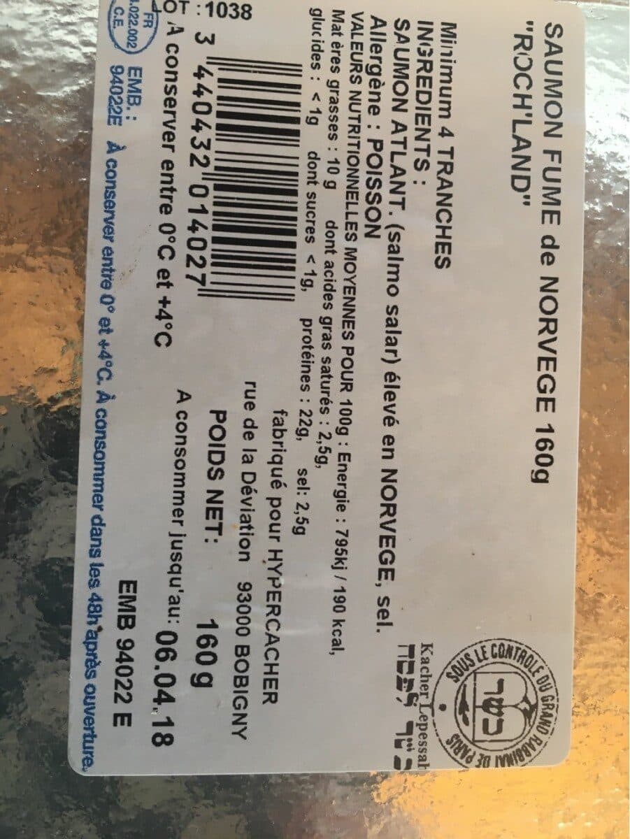 Open Food Facts Saumon fume Roch'land packshot
