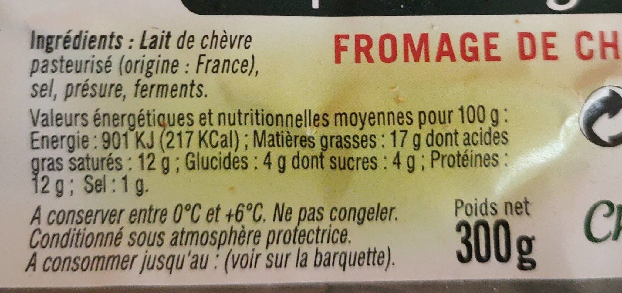 Chevre Vert Bûche Ste Maure au lait de chèvre pasteurisé, 27%MG packshot