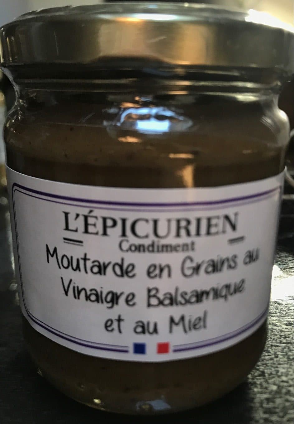 L’Épicurien Moutarde en Grains au Vinaigre Balsamique et au Miel packshot