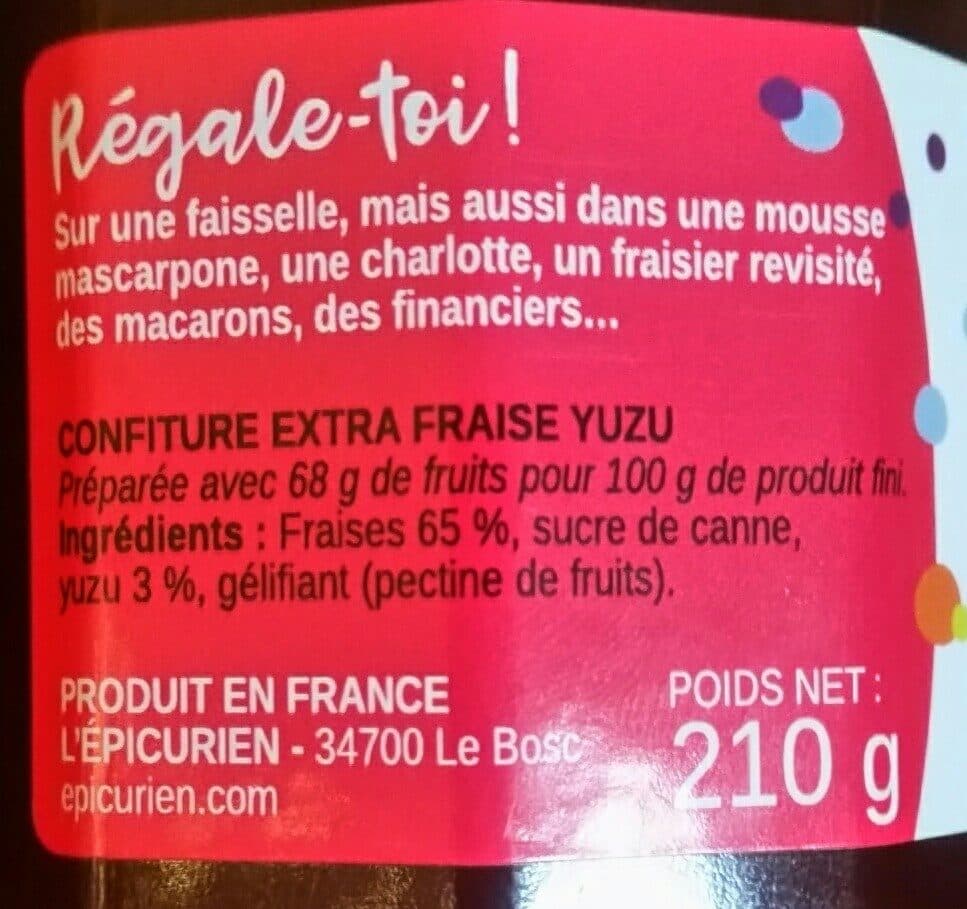L'Epicurien Confiture Extra Fraise Yuzu packshot