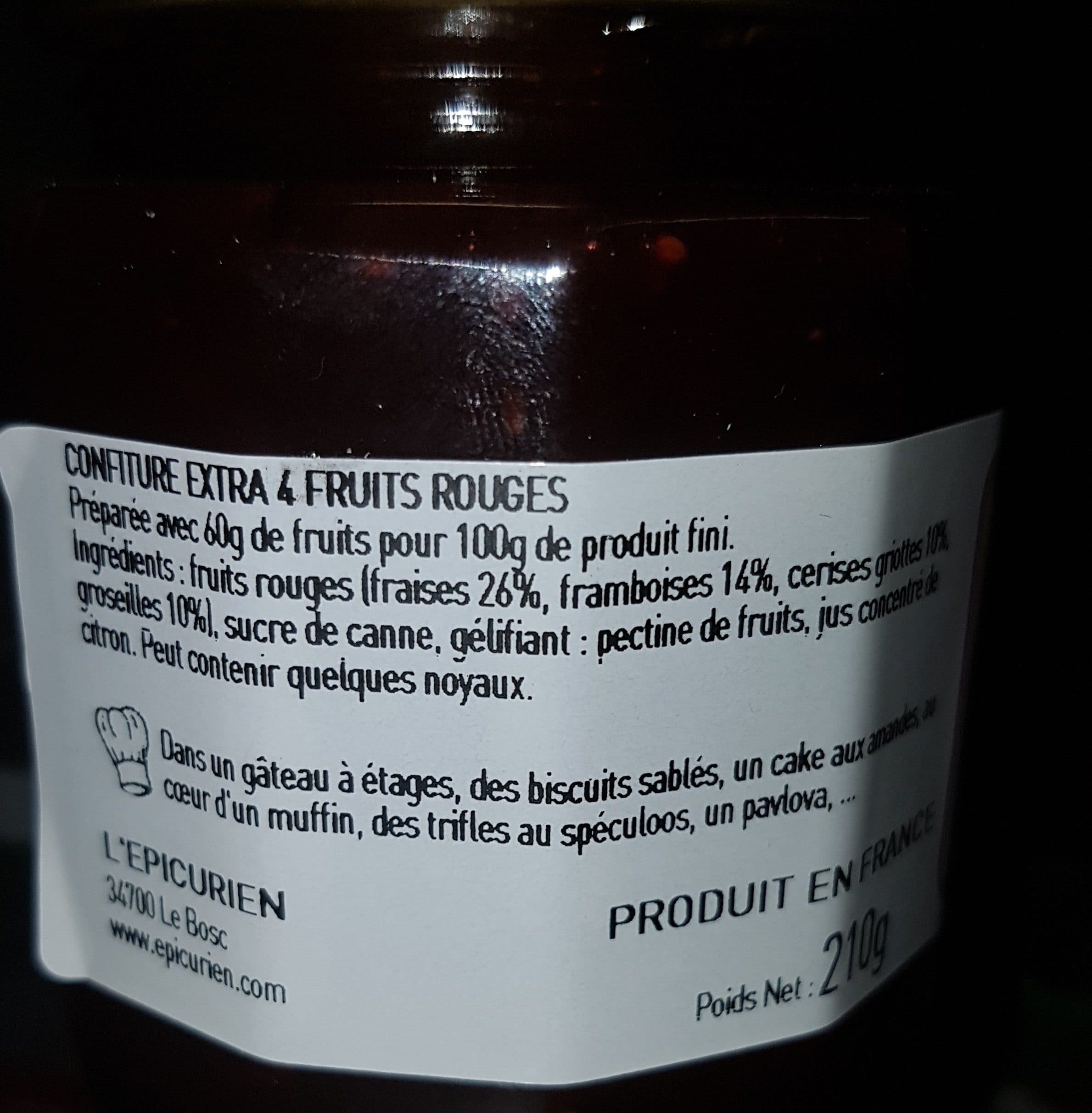 L'Epicurien Confiture des gones - Fruits rouge packshot