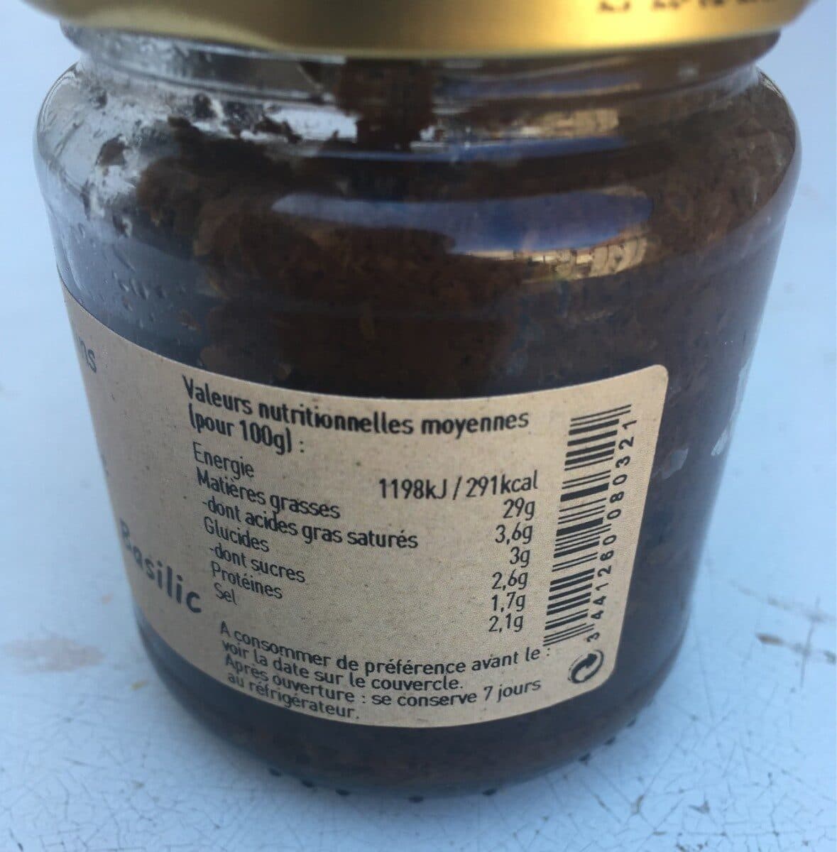 L'Epicurien Tapenade noire tonates sechees et basilic packshot