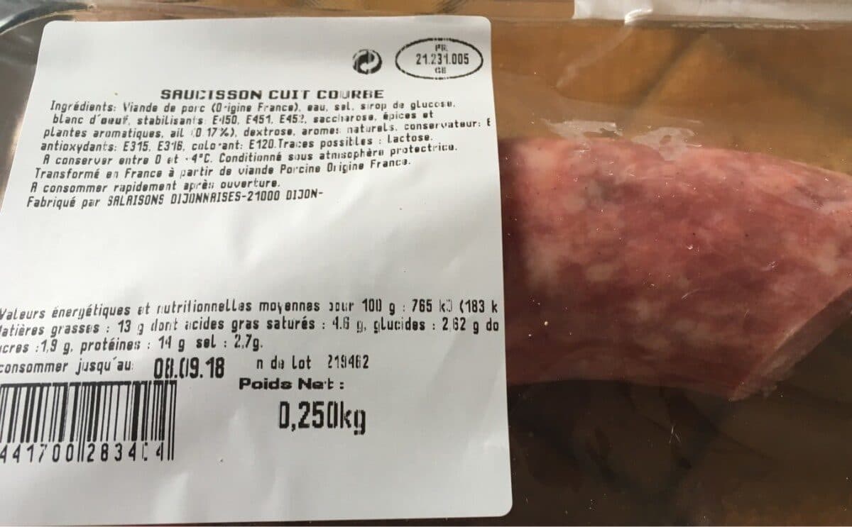 Open Food Facts Saucisson cuit courbè packshot