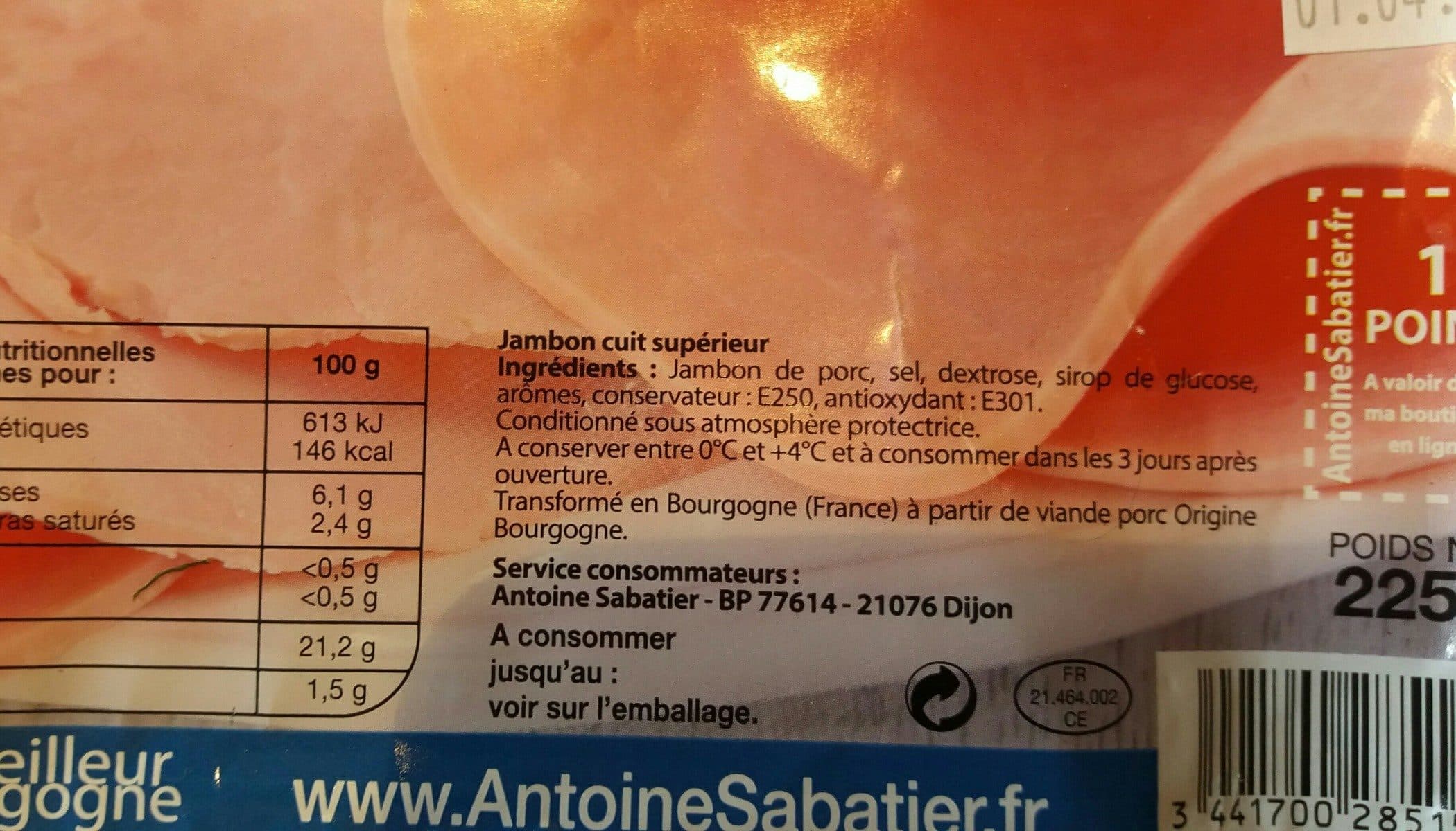 Antoine Sabatier Jambon cuit packshot