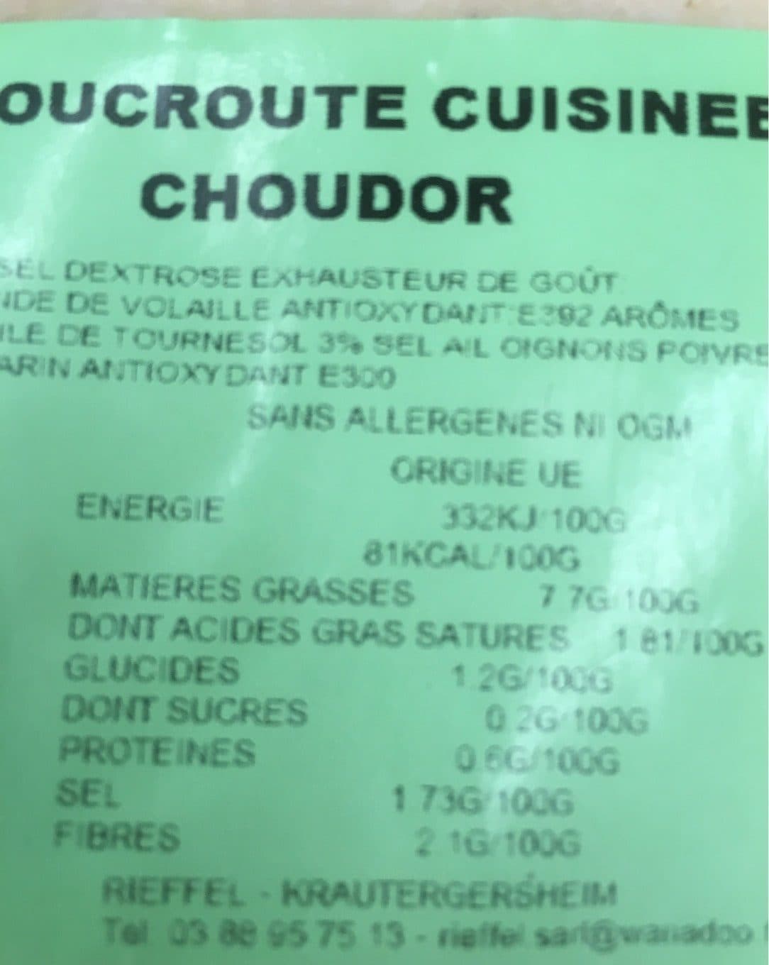 Choudor Choucroute cuisinée Choudor packshot