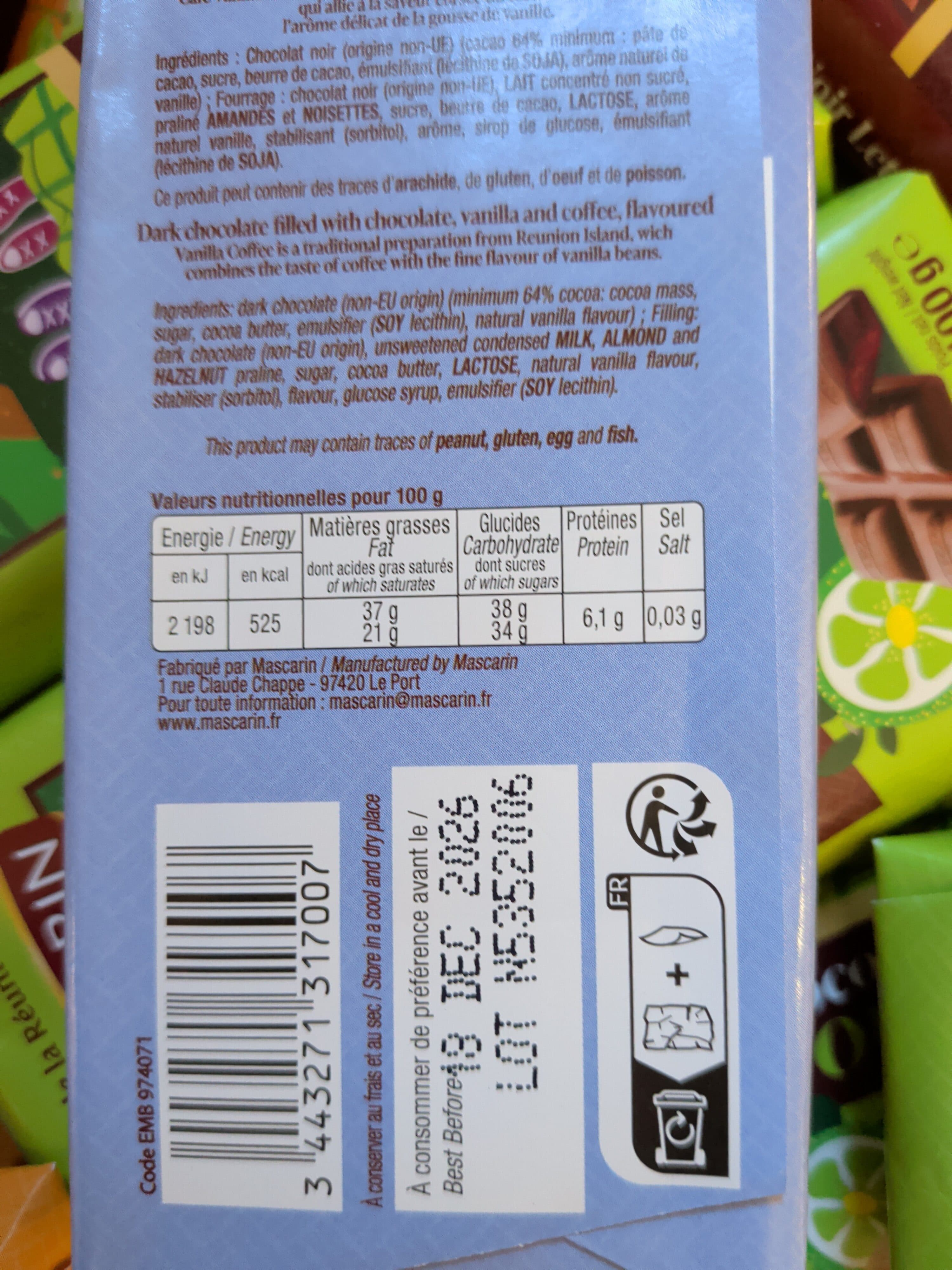Mascarin Chocolat noir fourré packshot