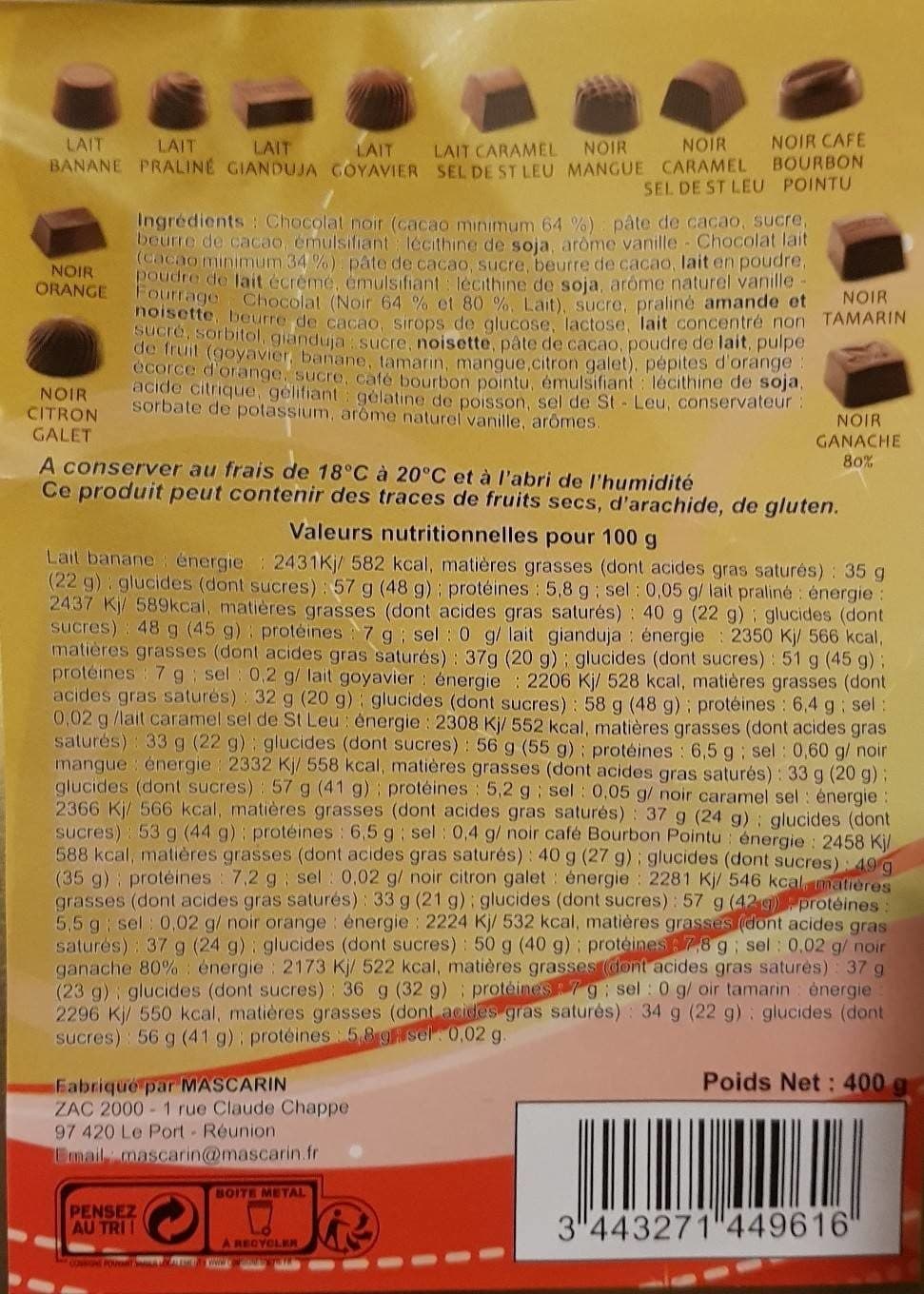 Mascarin Assortiment de chocolats packshot