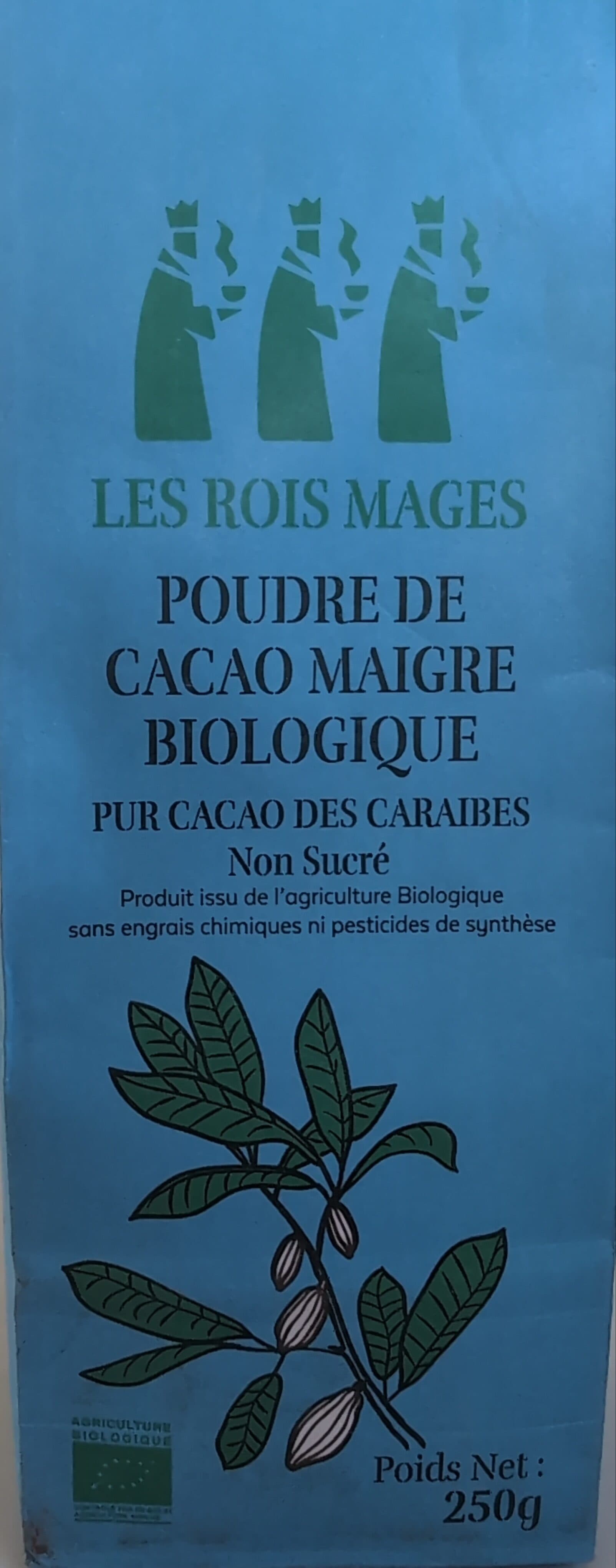 Les Rois Mages Poudre de cacao maigre biologique packshot