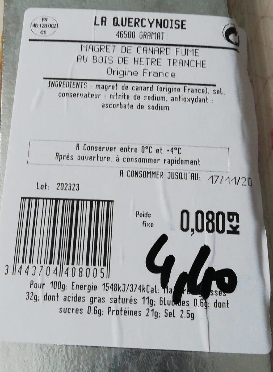 Open Food Facts Magret de canard fume au bois de hetre tranche packshot