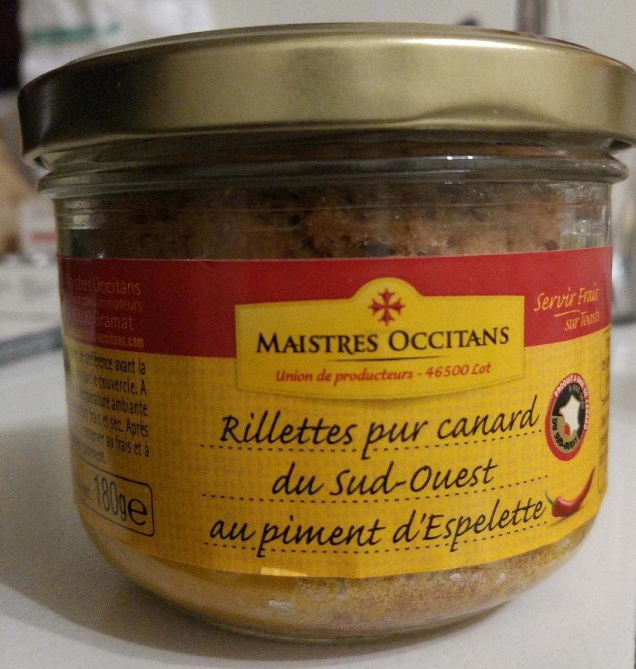 Maistres Occitans Rillettes Pur canard du Sud-Ouest au piment d'Espelette packshot