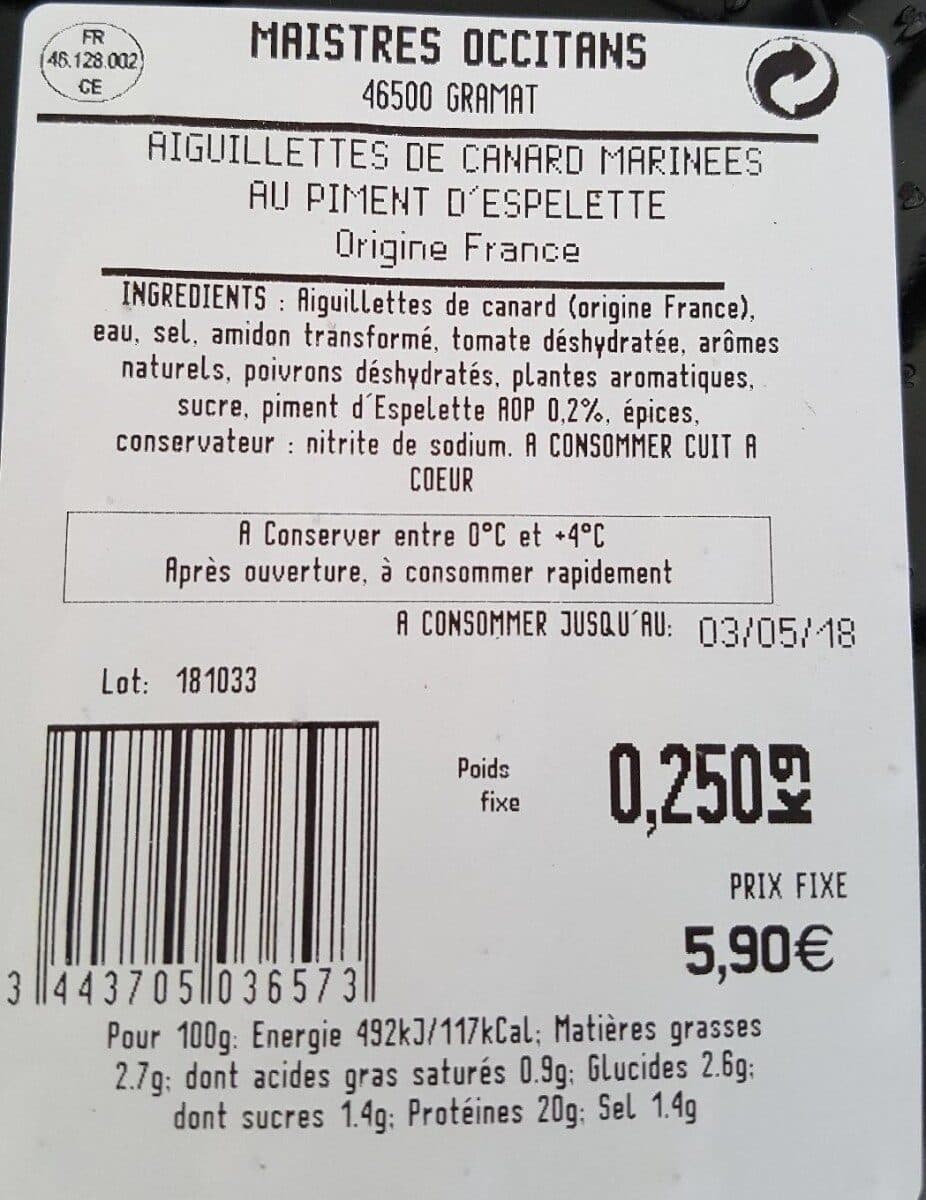 Maistres Occitans Aiguillettes de canard marinées au piment d'Espelette packshot