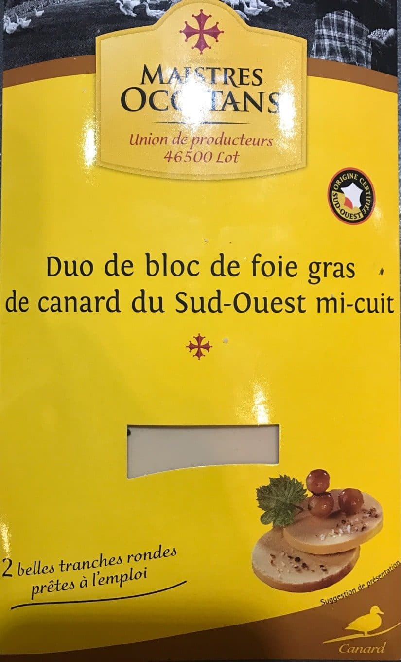 Maistres Occitans Duo de Bloc de Foie Gras de Canard du Sud-Ouest Mi-Cuit packshot