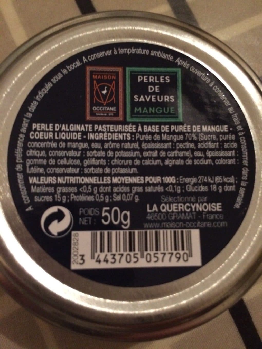 Maison Occitane Perle d'alginate pasteurisée à base de purée de mangue packshot