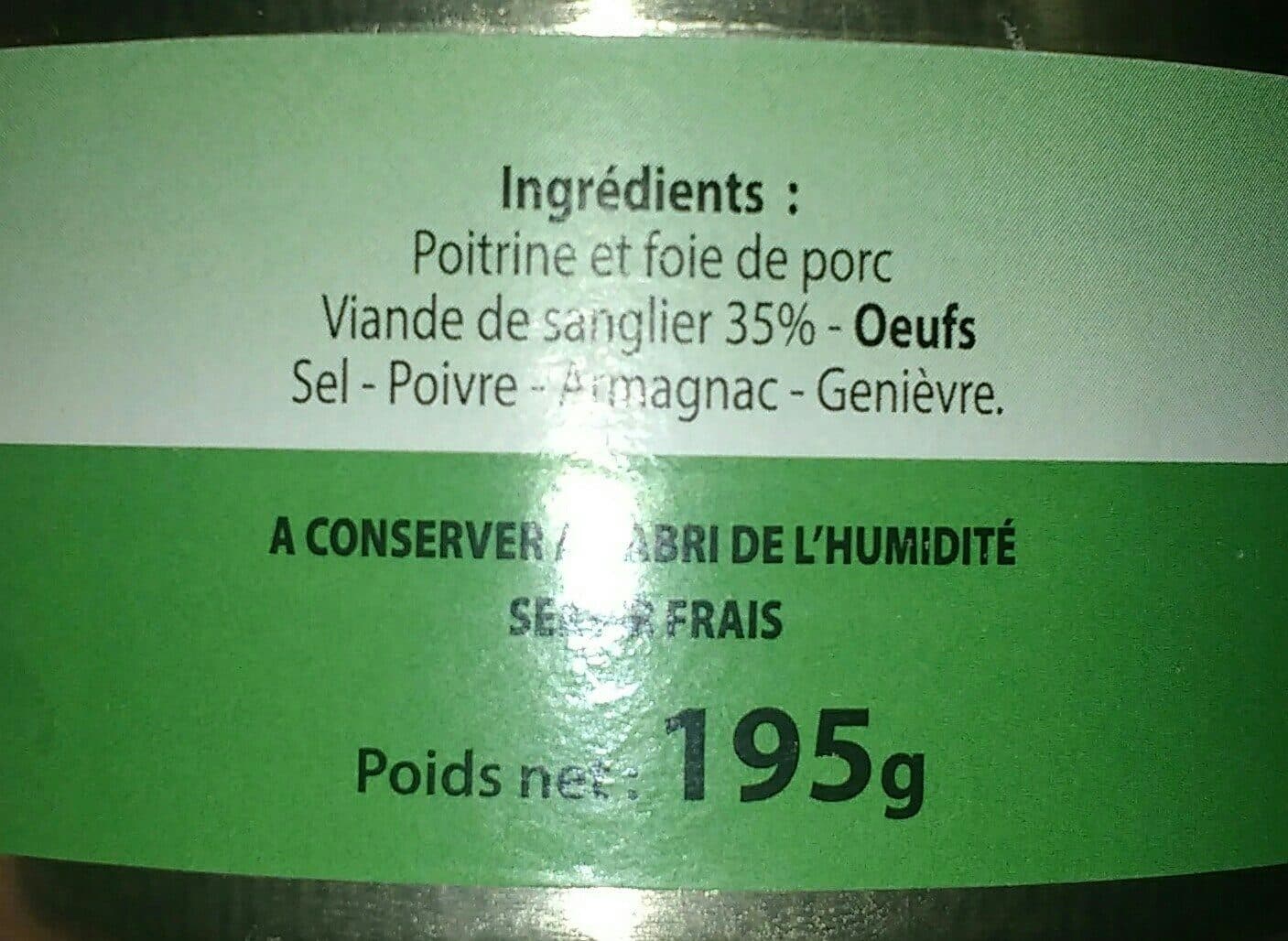 Open Food Facts Pâté de sanglier packshot